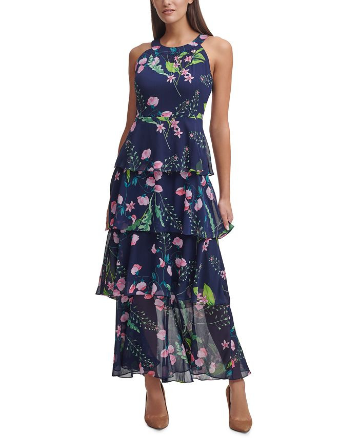 Tommy Hilfiger Chiffon Tiered Halter Maxi Dress & Reviews - Dresses - Women - Macy's | Macys (US)