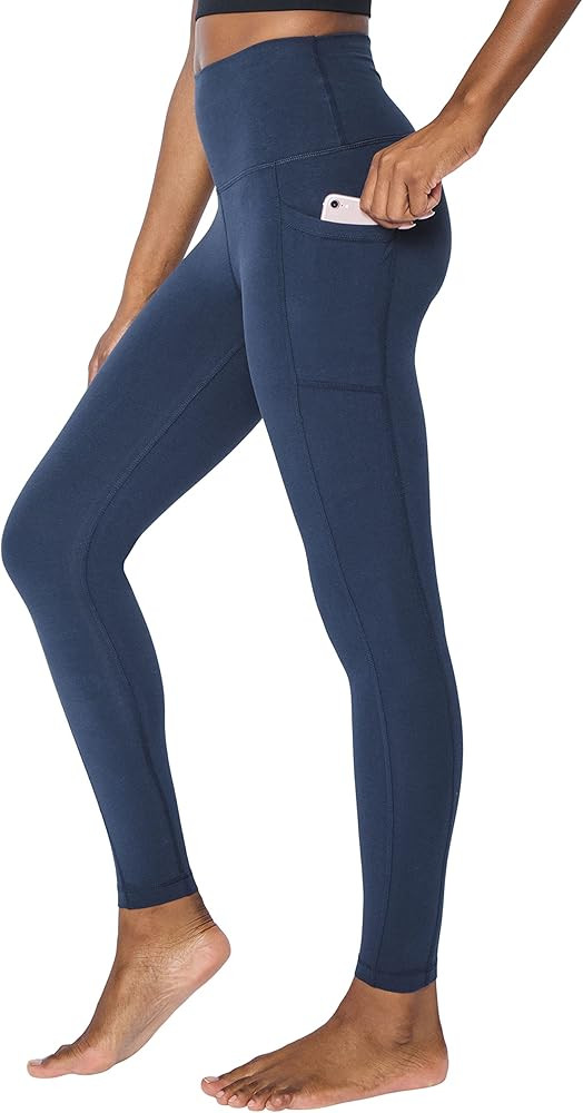 90 Degree By Reflex Cotton High Waist Ankle Length Compression Leggings with Elastic Free Waistba... | Amazon (US)