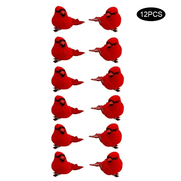 12Pcs Realistic Lovely Cardinal Clip On Christmas Tree Ornament Wreaths Festive Decorations with ... | Walmart (US)