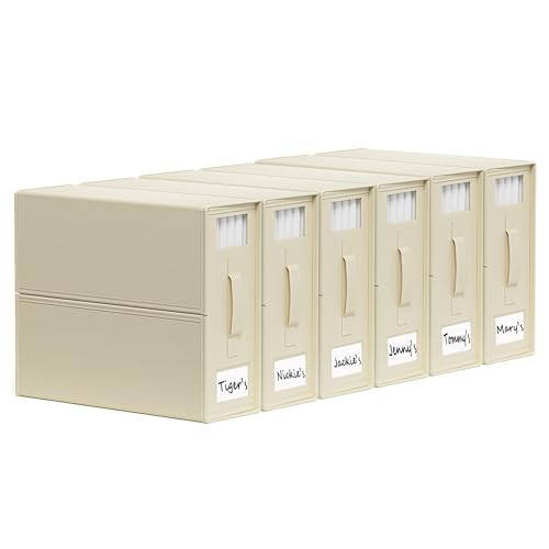 SheetCube Bed Sheet Organizers and Storage 6 Pack, Foldable Linen Closet Organizer with Window and Label, Bedding Folder Storage Box Container for Blanket, Duvet Cover Set, Bed Sheet Set - Beige | Amazon (US)
