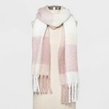 Women's Plaid Brushed Blanket Scarf - A New Day™ Smoked Pink One Size | Target
