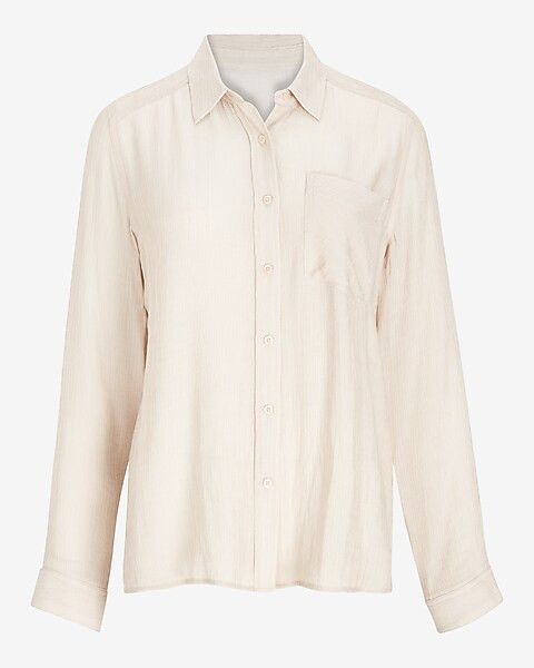 One Pocket Button-Up Boyfriend Shirt | Express