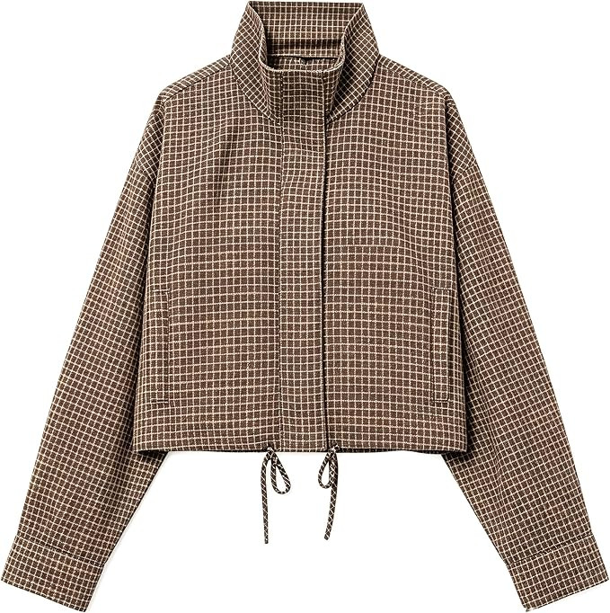 Womens Stand Collar Jacket Lightweight Casual Zip Up Coat | Amazon (US)