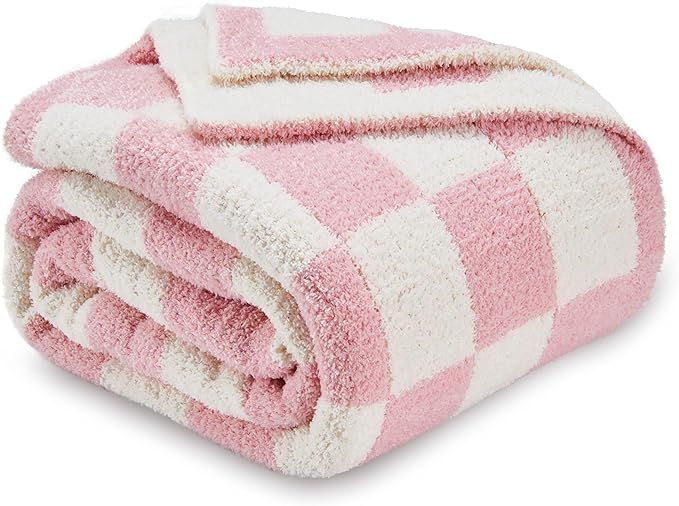CozeCube Checkered Blanket, Ultra Soft Cozy Pink Checkered Throw Blanket, Warm Fluffy Checkerboar... | Amazon (US)