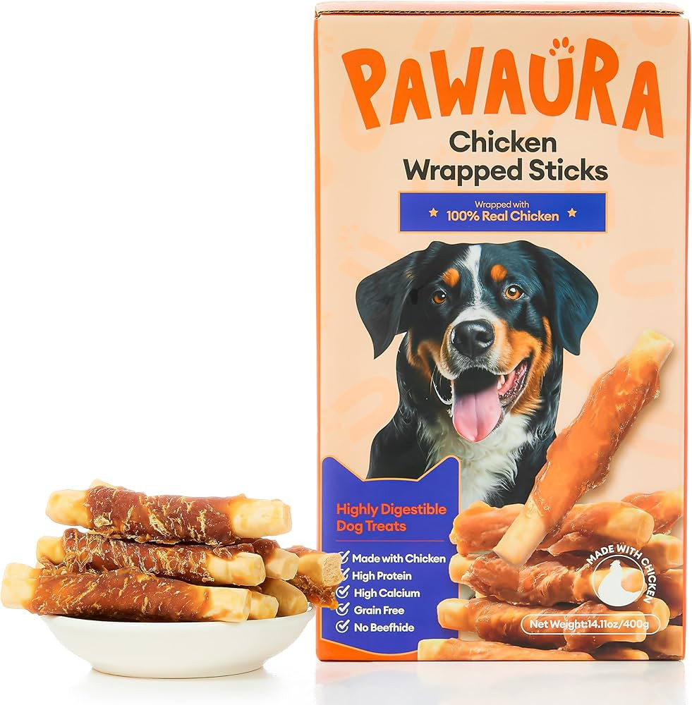 Dog Treats Chicken Wrapped Calcium Bones Rawhide Free Dog Chews 14.1 Ounces, Natural Organic Trai... | Amazon (US)