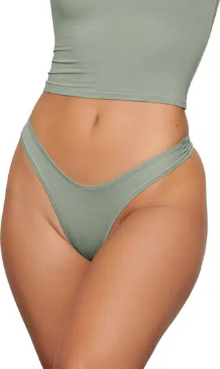 Stretch Cotton Dipped Thong | Nordstrom