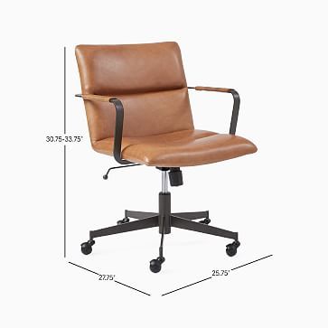 Cooper Mid-Century Leather Swivel Office Chair | West Elm (US)