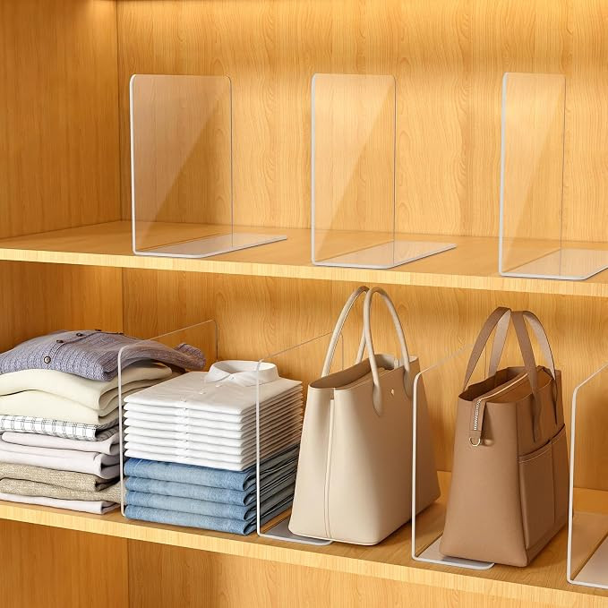 Shelf Dividers for Closet Organization – Acrylic Clear Sturdy Dividers to Keep Clothes, Sweater... | Amazon (US)