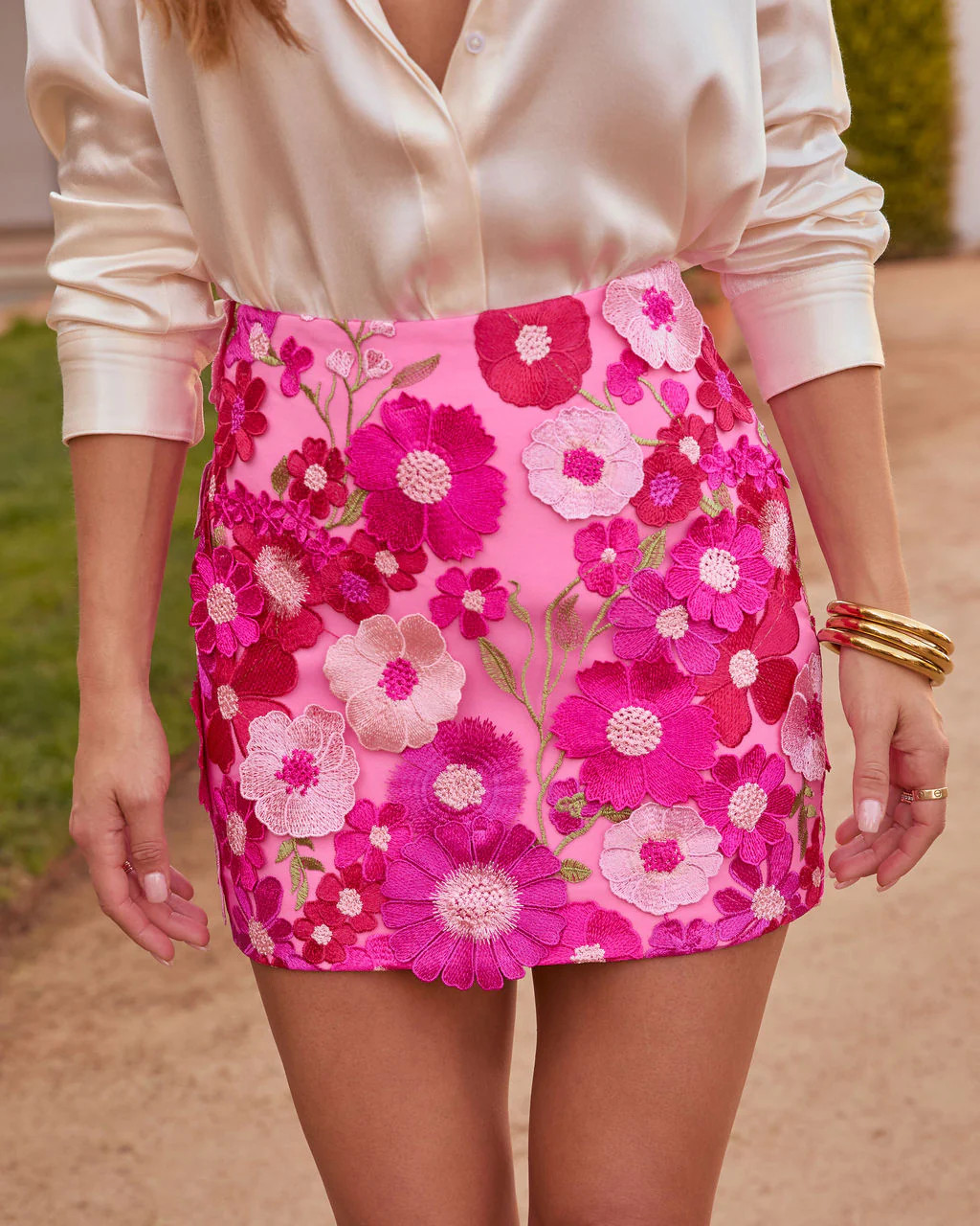 Love Notes Floral Applique Mini Skirt | VICI