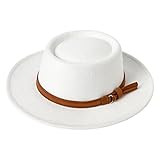 Lanzom Women Vintage Wide Brim Warm Wool Fedora Hat Belt Panama Hat Felt Jazz Hat | Amazon (US)