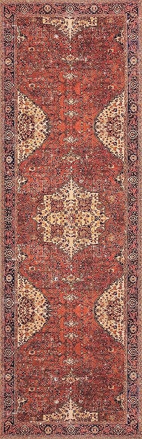Loloi Loren Collection Vintage Printed Persian Area Rug 1'-6" x 1'-6" Square Swatch Red/Navy | Amazon (US)