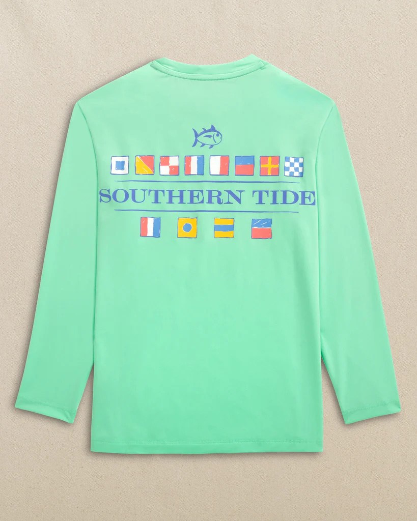 Kids Nautical Flags Long Sleeve Performance T-Shirt | Southern Tide