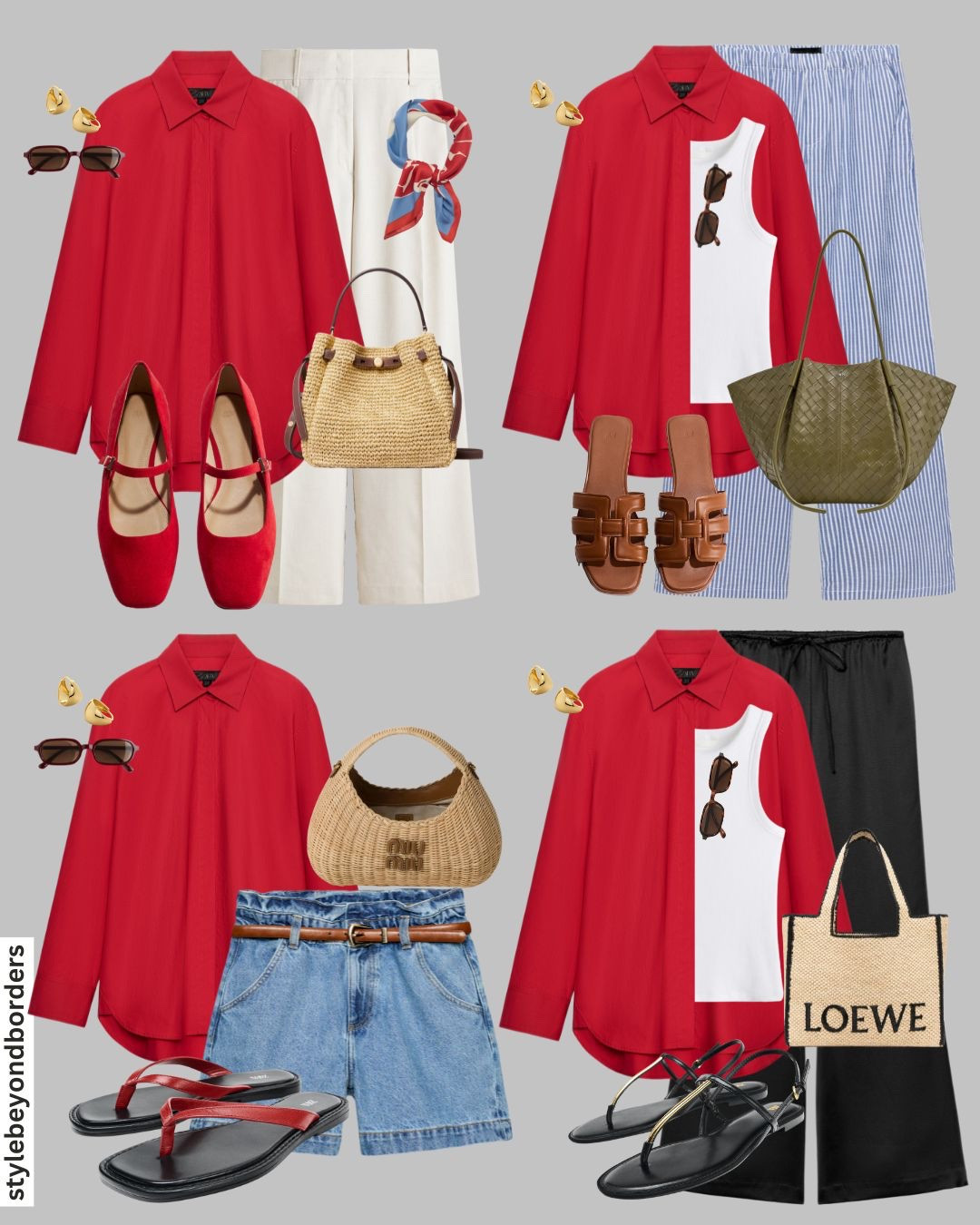 Red shirt styling for summer ❤️🌼✨




Tags: red button down shirt, white linen trousers, white wide leg trousers, striped blue trousers, denim shorts, raffia bag, black satin trousers, white vest, brown summer sandals, red ballet flats, red strap sandals, black summer sandals, holiday outfit, chic outfit, modest outfit, hot weather outfit, red outfit

#LTKsummer #LTKstyletip #LTKtravel