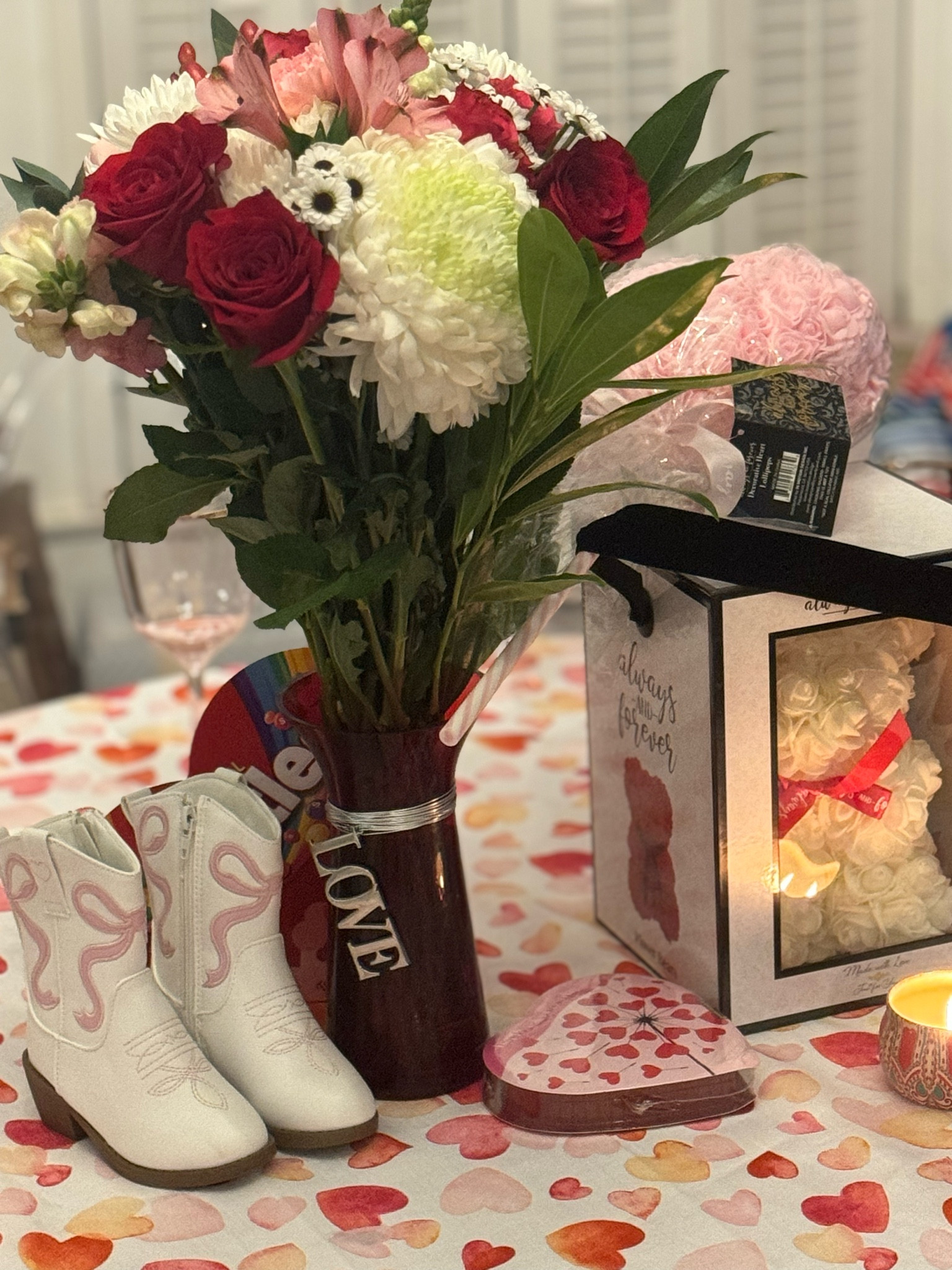 The cutest Valentine’s Day flowers and treats from Daddy. Can’t wait to try the bow boots on Baby Mary! 🎀🎀🎀

#LTKFamily #LTKHome #LTKKids