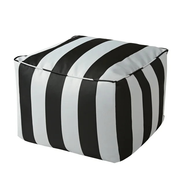 Better Homes & Gardens Dream Bean Patio Bean Bag Ottoman, Black and White Cabana Stripes | Walmart (US)