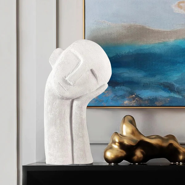 Modern Abstract White Resin Person Ornament Sculpture Home People Figurine Decor Art-Homary | Homary