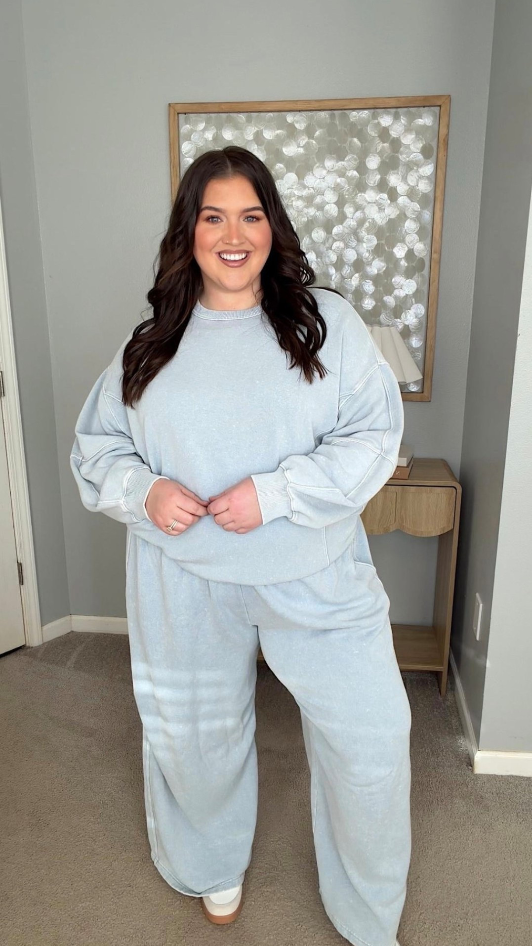 Aerie has some of the most comfy lounge pieces and this light blue is so cute. These are so cozy for running errands, lounging at home or a movie night in. It looks great so cute with these designer inspired sneakers that are actually comfortable. 
Lounge pieces, plus size lounge outfit inspo 

#LTKPlusSize #LTKSeasonal
