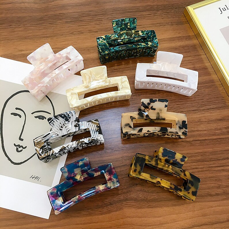 Big Tortoise Rectangle Hair Claw-Size: 7.8*4 cm-Weight:  25 g-Package: 1pc-Color: as pictured-Mat... | Etsy (US)