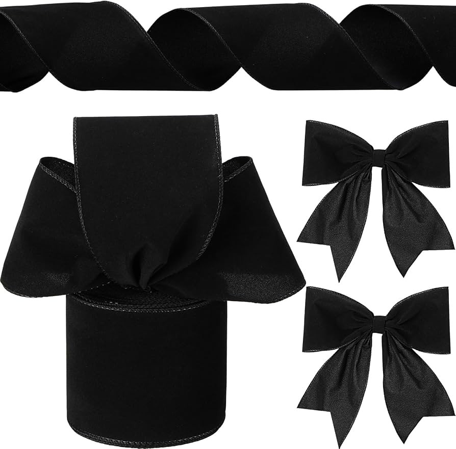 Yungyan Velvet Wired Ribbons with Gold Edge Gift Bow Wrapping Ribbon Waterproof Felt Ribbon for H... | Amazon (US)
