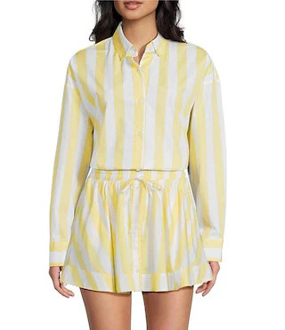 Copper Key Stripe Button Front Coordinating Mini Skort | Dillard's | Dillard's