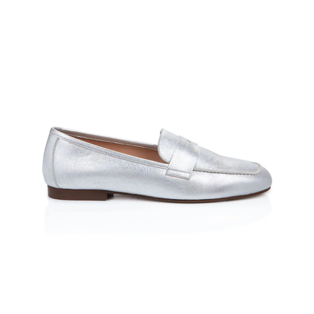 Cece: Silver Metallic Loafers | Air & Grace