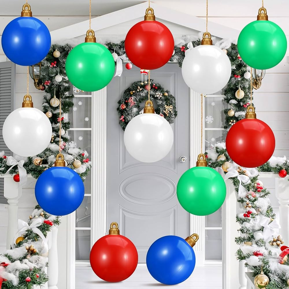 Jetec 12 Pcs 9 Inch Inflatable Christmas Ball Giant PVC Christmas Ball Ornaments Large Christmas ... | Amazon (US)