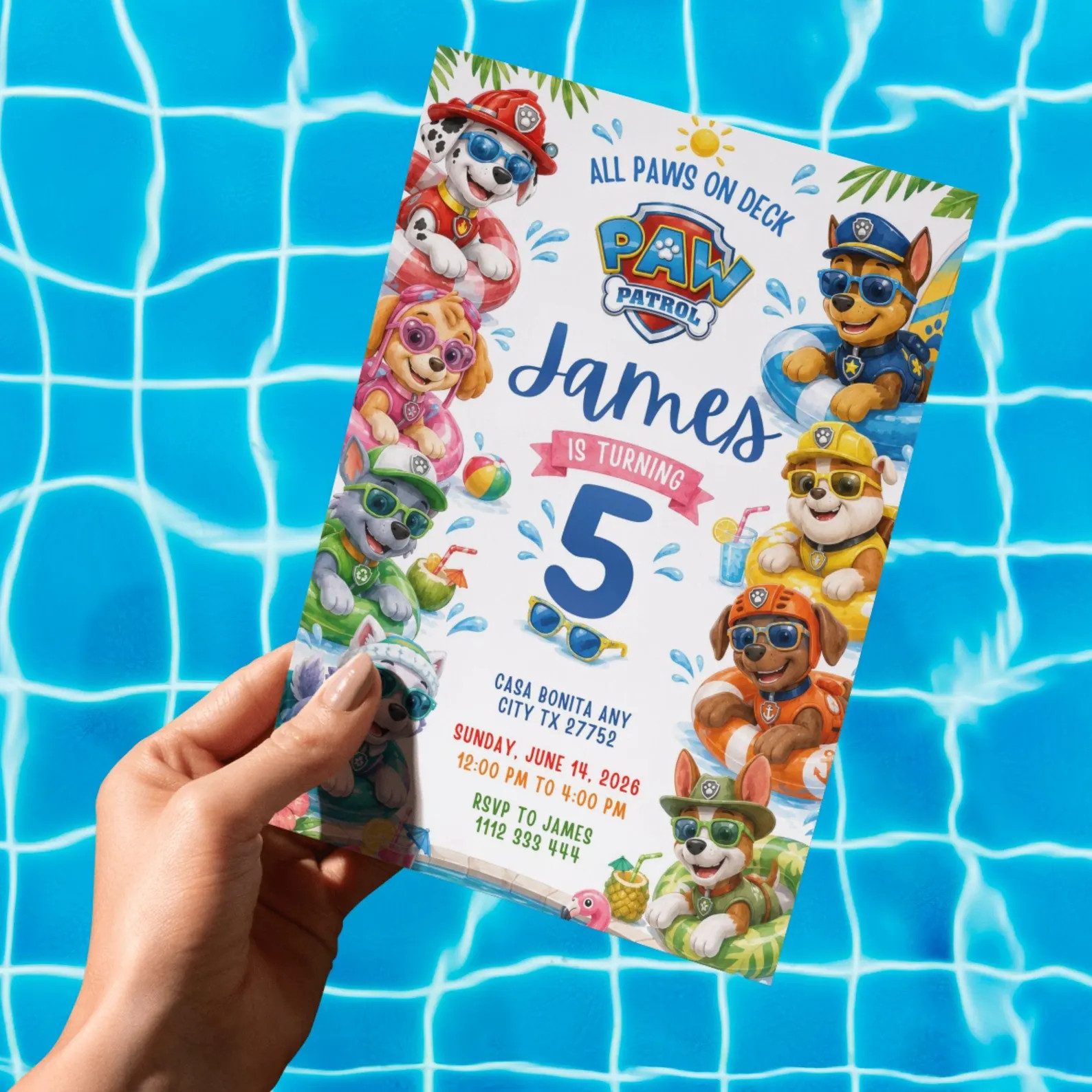Puppy Pool Party Invitation Template, Editable Summer Birthday Invite, Dog Pool Party Birthday In... | Etsy (Global)