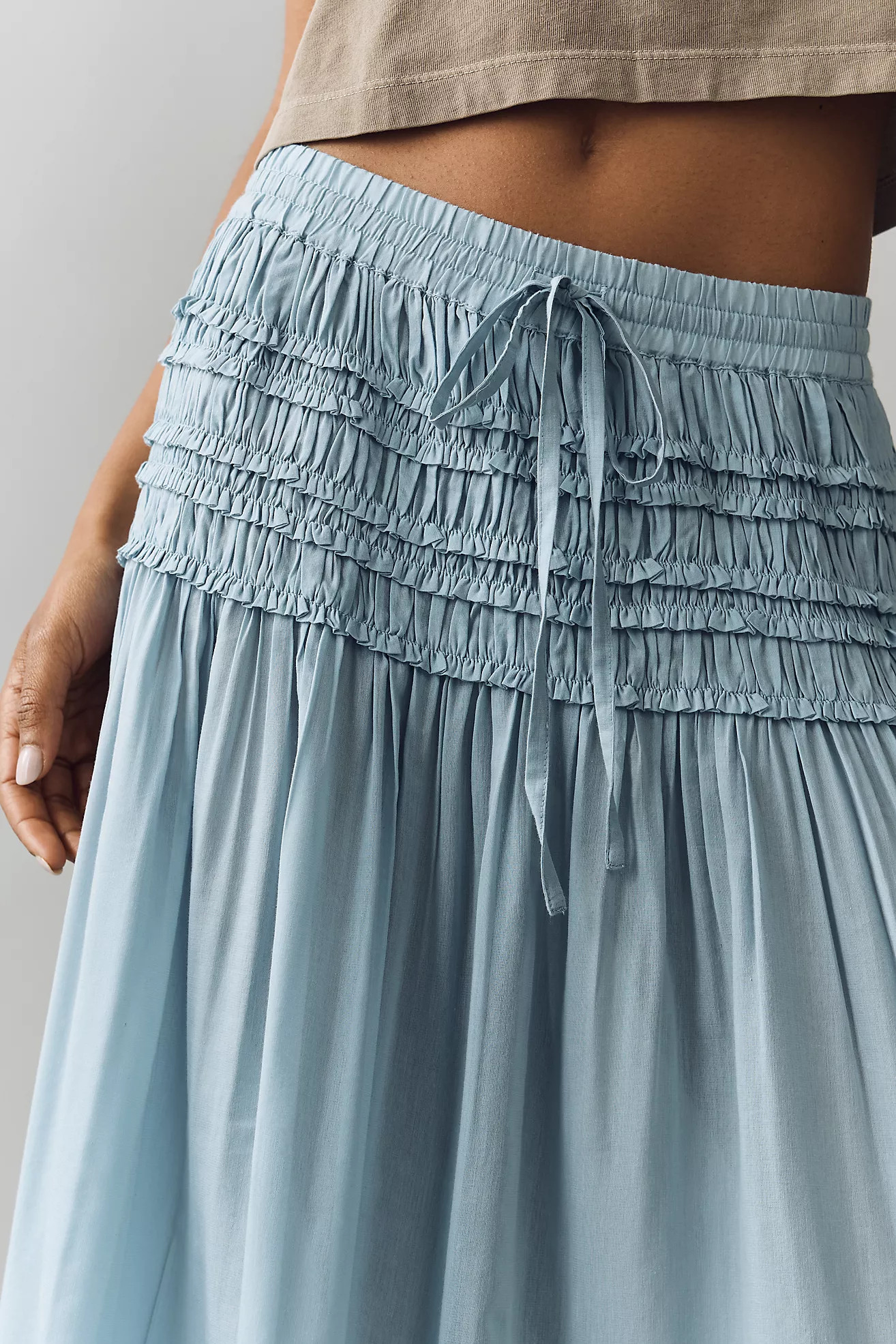 By Anthropologie Smocked Drawstring Midi Skirt | Anthropologie (US)