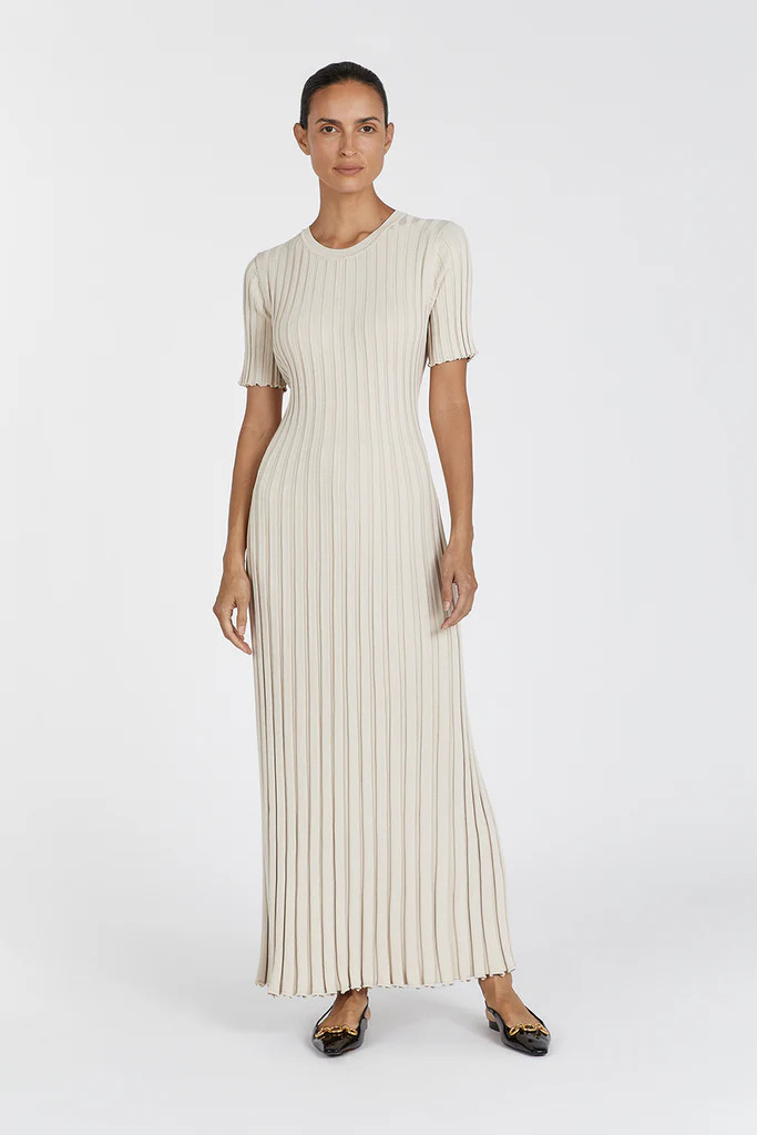 ADA STONE SHORT SLEEVE MIDI DRESS | DISSH