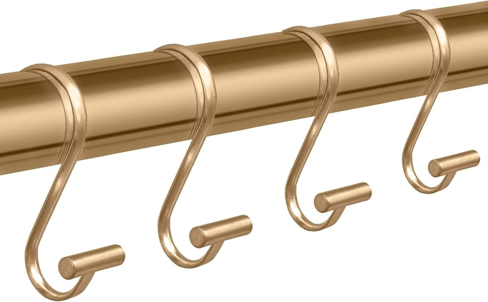 Metal Shower Curtain Hooks,Rust Proof Shower Curtain Rings for Bathroom,T-Bar Decorative Shower C... | Amazon (US)