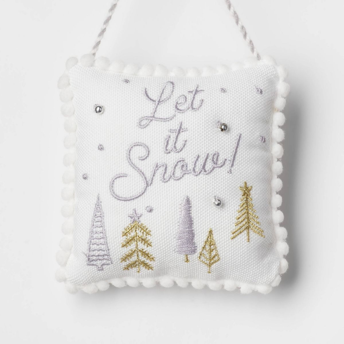 Embroidered 'Let it Snow' Fabric Pillow Christmas Tree Ornament White - Wondershop™ | Target