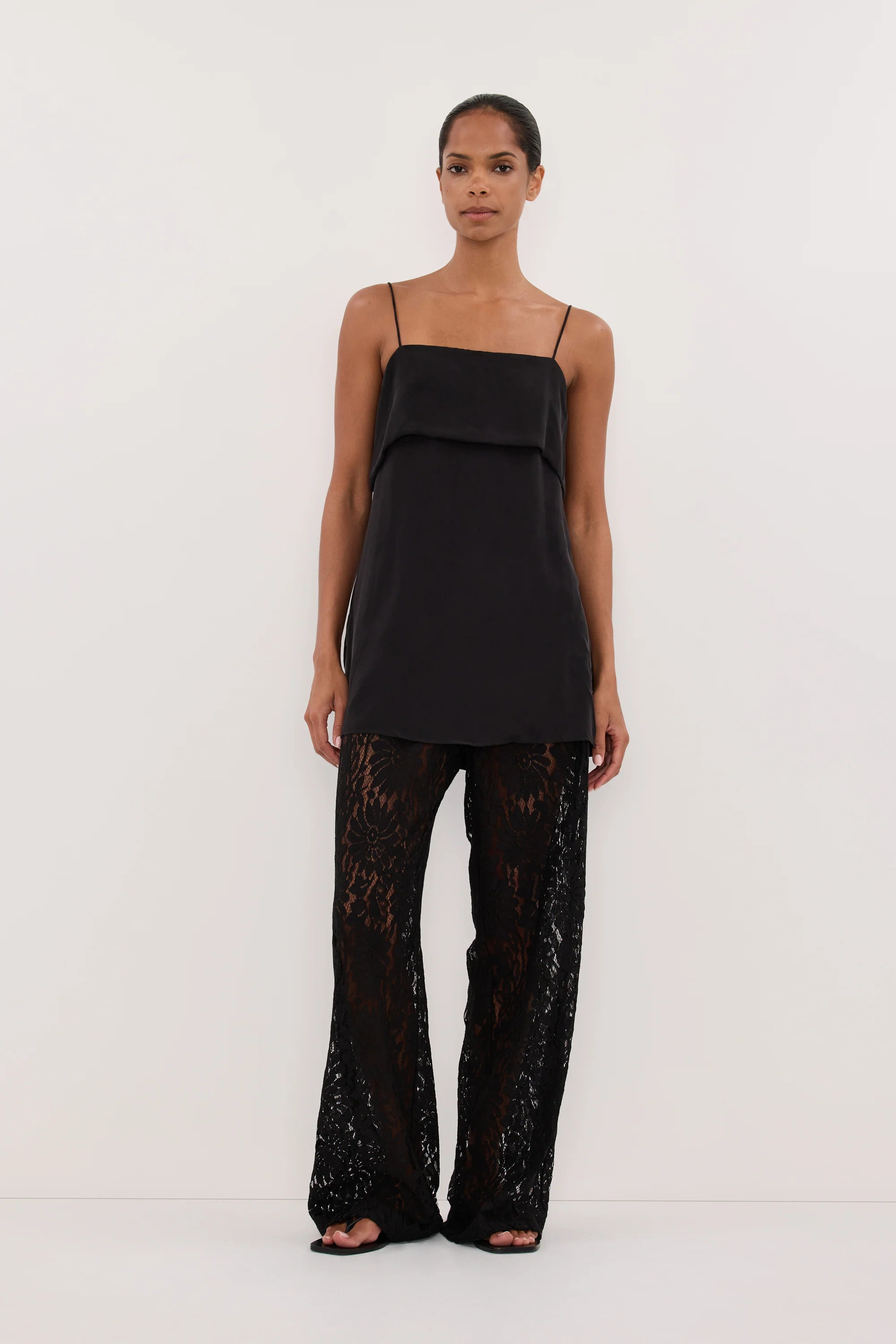 IDA BLACK CUPRO FOLDOVER CAMI | DISSH