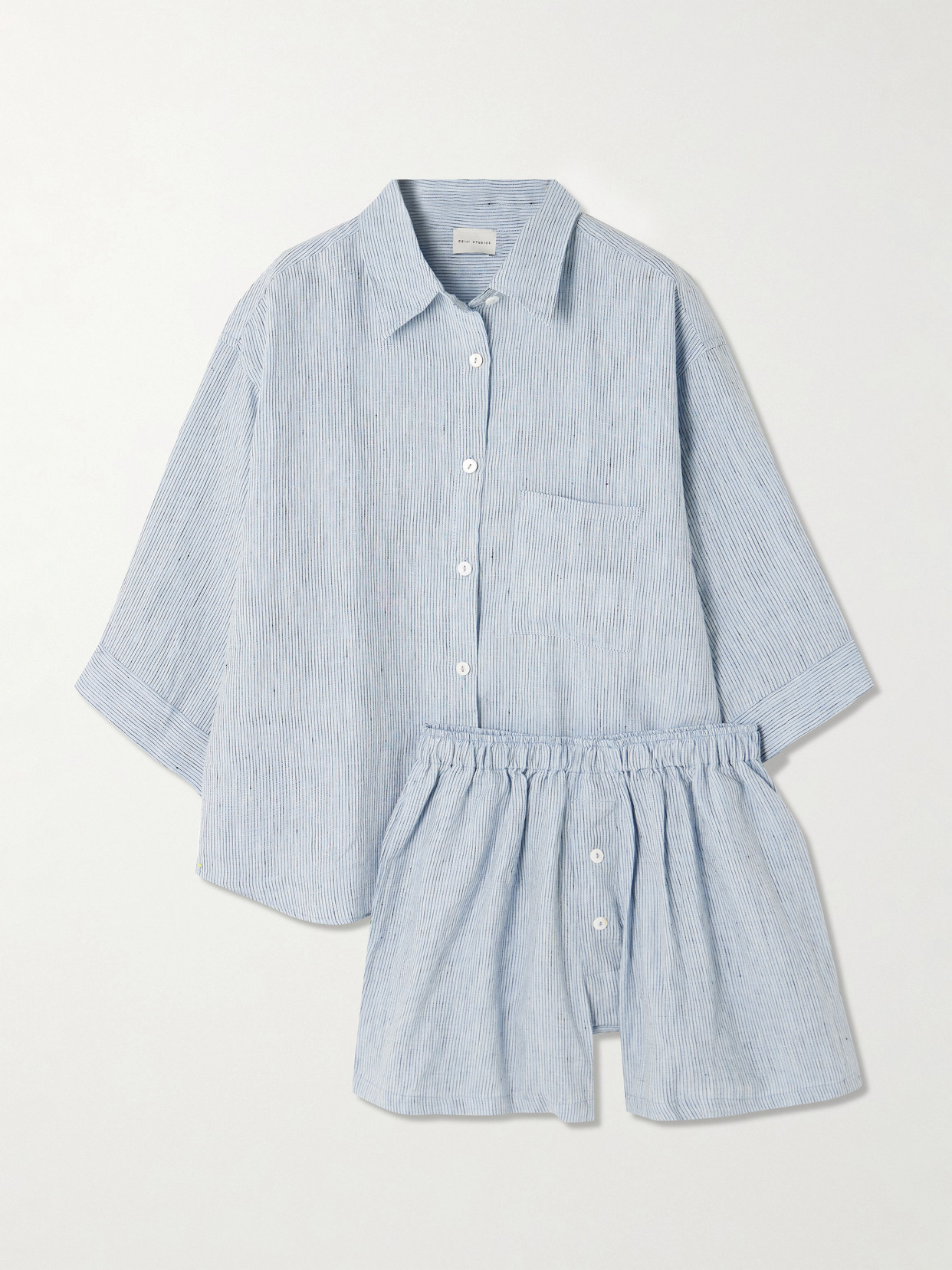 Deiji Studios - The 03 Striped Washed-linen Shirt And Shorts Set - Sky blue | NET-A-PORTER (UK & EU)