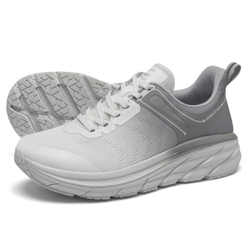 Grand Attack Women's Road Running Shoes with Superior Cushioned Sole,Non-Slip Comfortable Walking Tennis Shoes for Women Lightweight Athletic Gym Cross Trainer Fashion Sneakers Grey Pink Size 6 | Amazon (US)