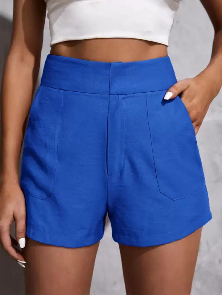 SHEIN Essnce High Waist Slant Pocket Shorts | SHEIN