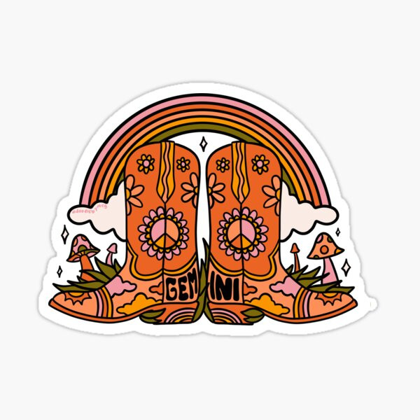 Gemini Cowboy Boots Sticker | Redbubble (US)