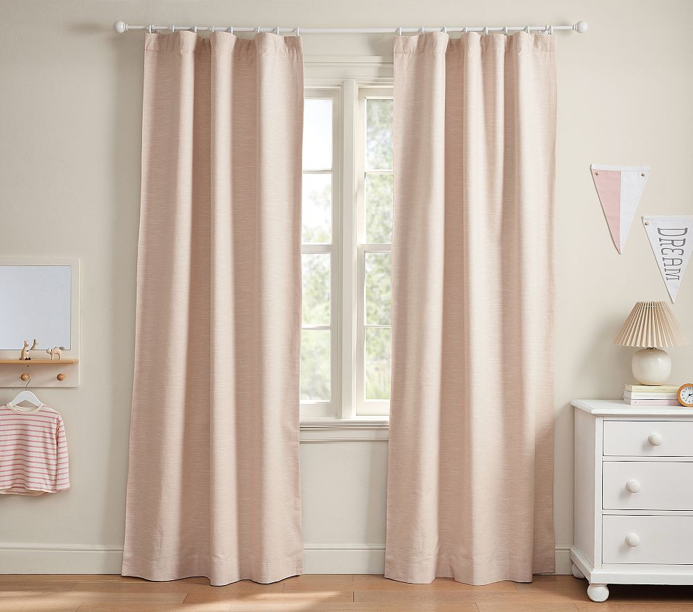 Evelyn Linen Blend Blackout Curtain | Pottery Barn Kids