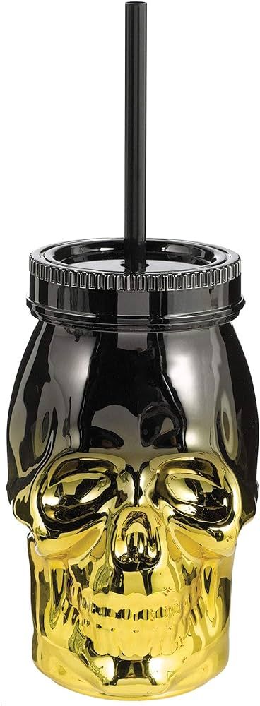Black and Gold Skull Straw Cup- 1 pc. | Amazon (US)