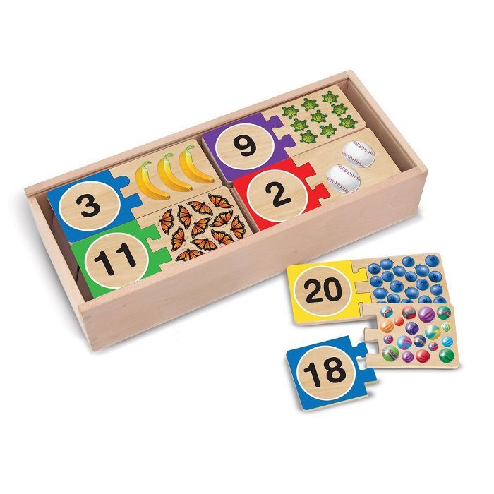 Melissa & Doug Self-Correcting Wooden Number Puzzles With Storage Box 40pc | Target