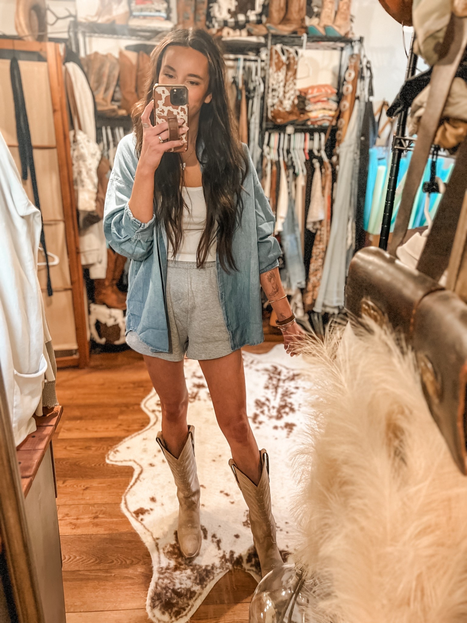 Old Navy Outfit 

Size medium in the button up
Size xs crop
Size small shorts 

Boots - Lane 

#LTKSaleAlert #LTKShoeCrush #LTKFindsUnder50