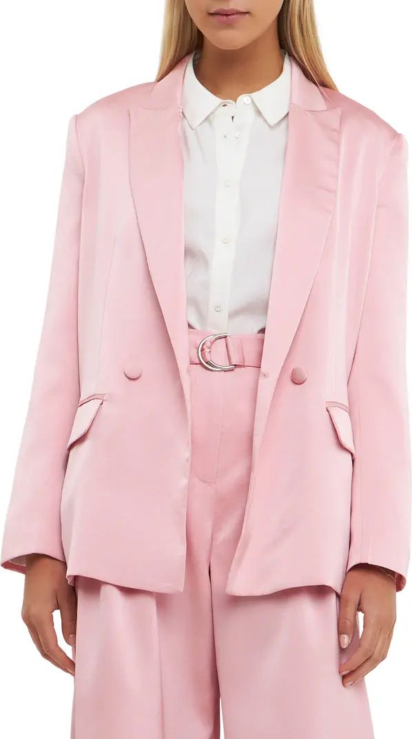 Drapey Double Breasted Satin Blazer | Nordstrom