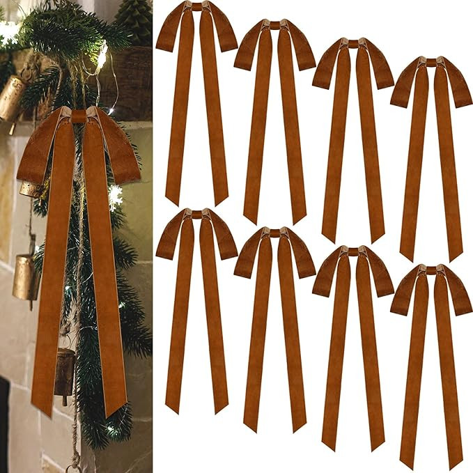 8 Pcs Christmas Velvet Swag Bows, 24 x 12 Inch Large Velvet Christmas Wreath Bows Rustic Crafts B... | Amazon (US)