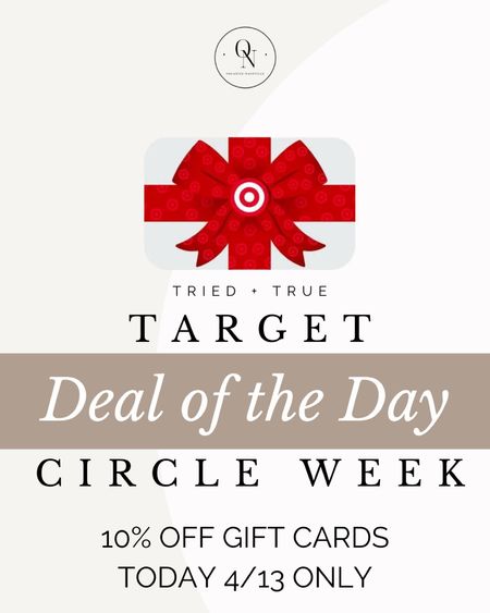 Today is the final day of the Target Spring Sale! This is the deal of the day we’ve been waiting for during Circle Week.

Right now you get 10% off all gift cards. I’ll be buying some for upcoming Mother’s Day, Father’s Day, teacher appreciation week, gravitation and end of year teacher gifts. 

#LTKxTarget #LTKsalealert