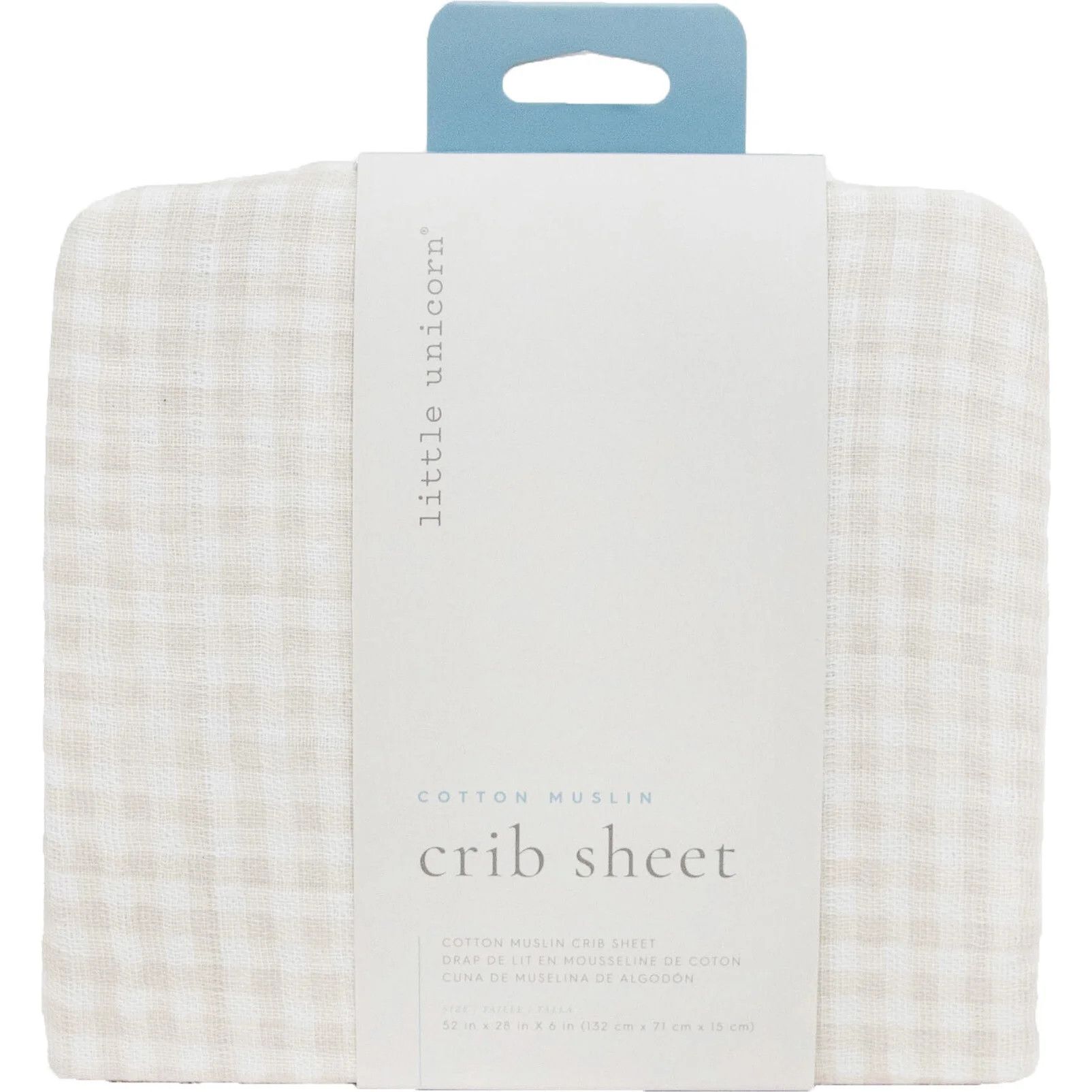 Cotton Muslin Crib Sheet, Tan Gingham | Maisonette