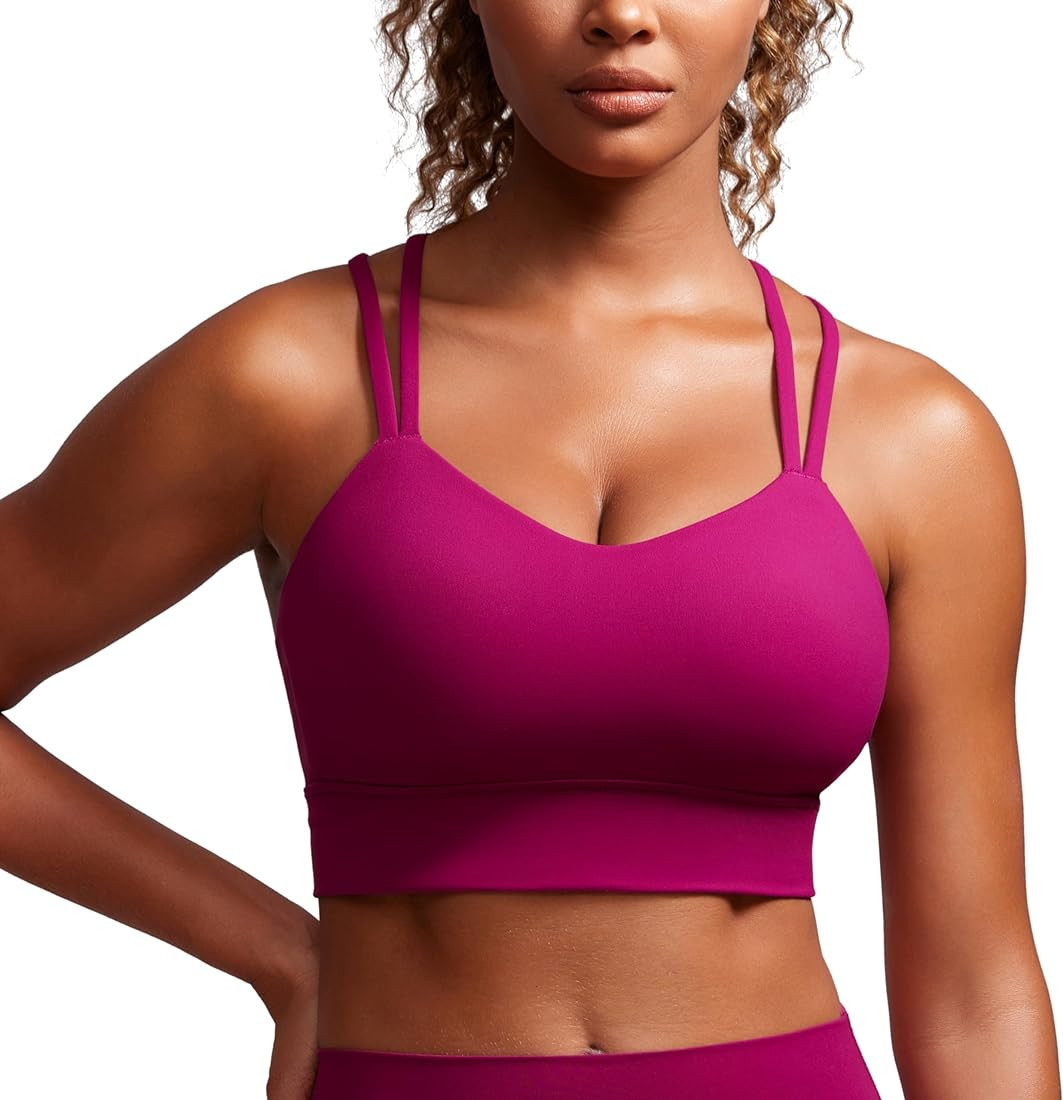 CRZ YOGA Womens Butterluxe Strappy Longline Sports Bra - Molded Cup Double Spaghetti Strap Workou... | Amazon (US)