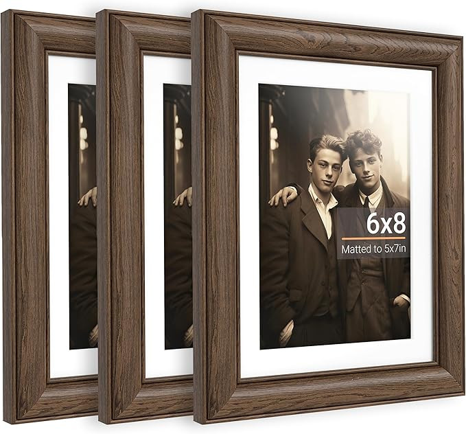 Amazon.com - Heimlove 6x8 Picture Frame,6 x 8 Natural Solid Walnut Wood Frame with Tempered Glass... | Amazon (US)