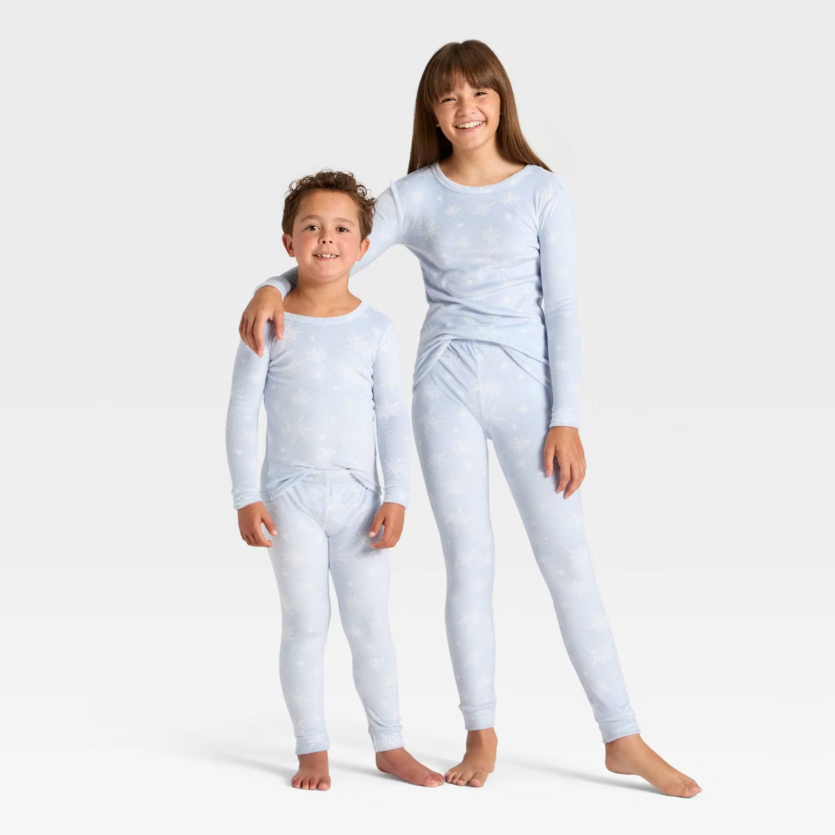 Kids' 2pc Snowflakes Long Sleeve Holiday Snuggly Soft Pajama Set - Cat & Jack™ Blue | Target