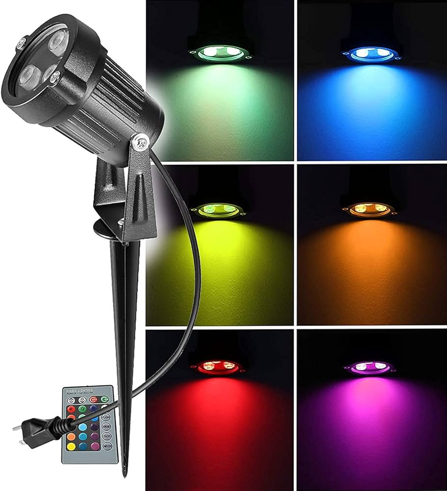 OurLeeme Lawn Flood Light Stake, 2-in-1 Waterproof Outdoor Remote Control Landscape Lighting Spot... | Amazon (US)