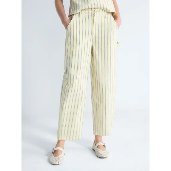 Free Assembly Women's Striped High Rise Cropped Barrel Jeans, 26" Inseam, Sizes 0-16 | Walmart (US)