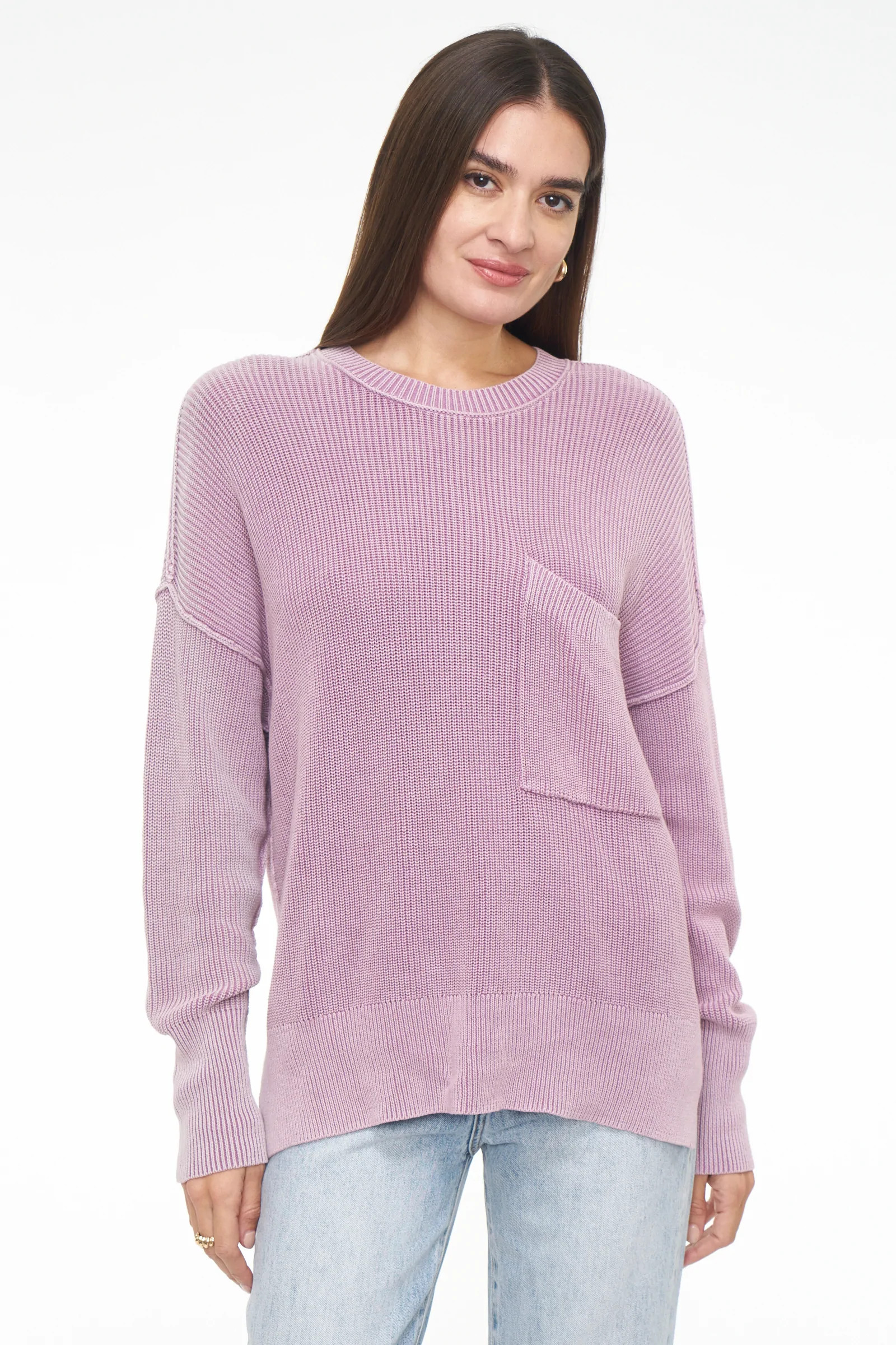 Darya Oversized Crewneck Pullover -  Sandwashed Lavender | Pistola Denim